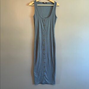 Blue Button-Down Maxi /Midi Dress